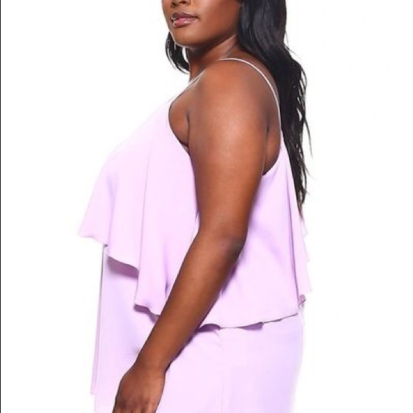 4X-5X-6X Lavendar One Shoulder Top - Picture 3 of 5